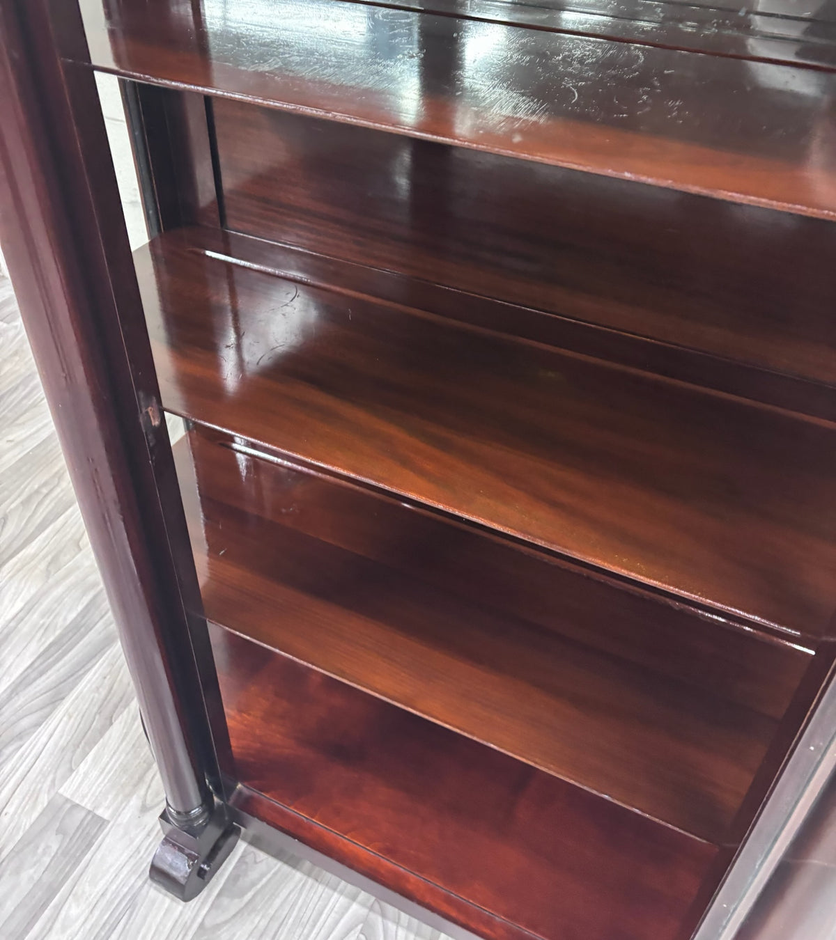 Antique Empire Revival Mahogany and Glass Curved Display Cabinet