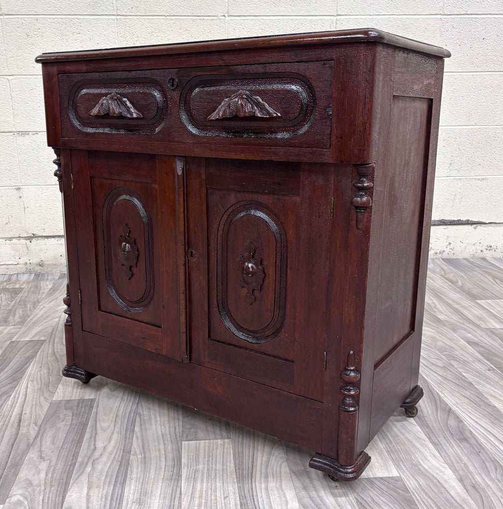 Antique Victorian Eastlake Style Walnut Cupboard Washstand Nightstand