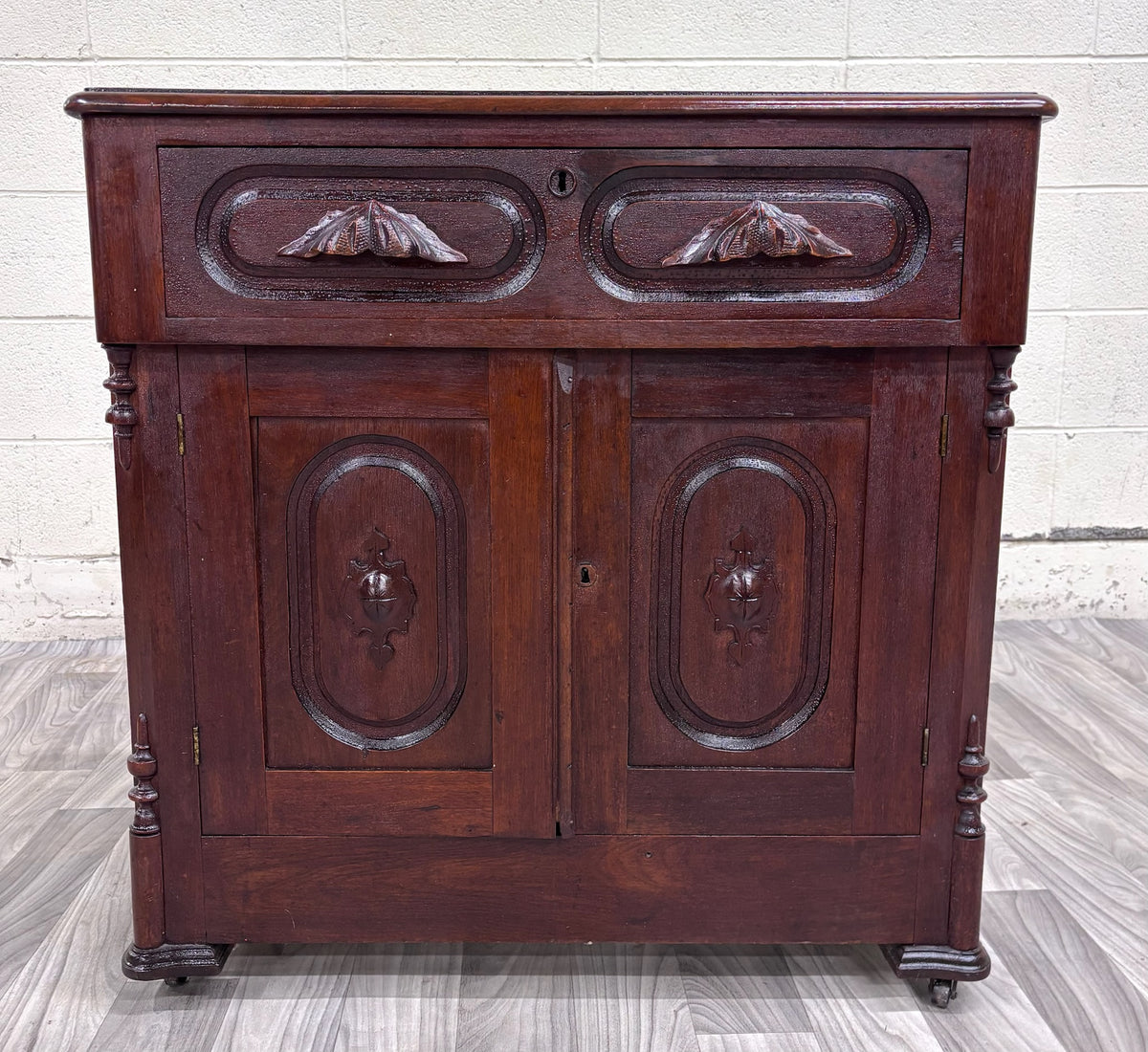 Antique Victorian Eastlake Style Walnut Cupboard Washstand Nightstand