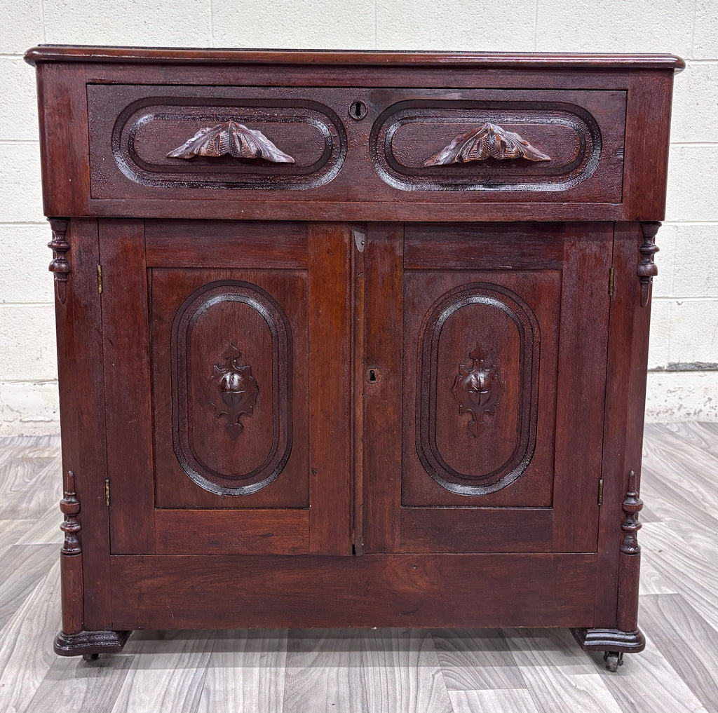 Antique Victorian Eastlake Style Walnut Cupboard Washstand Nightstand