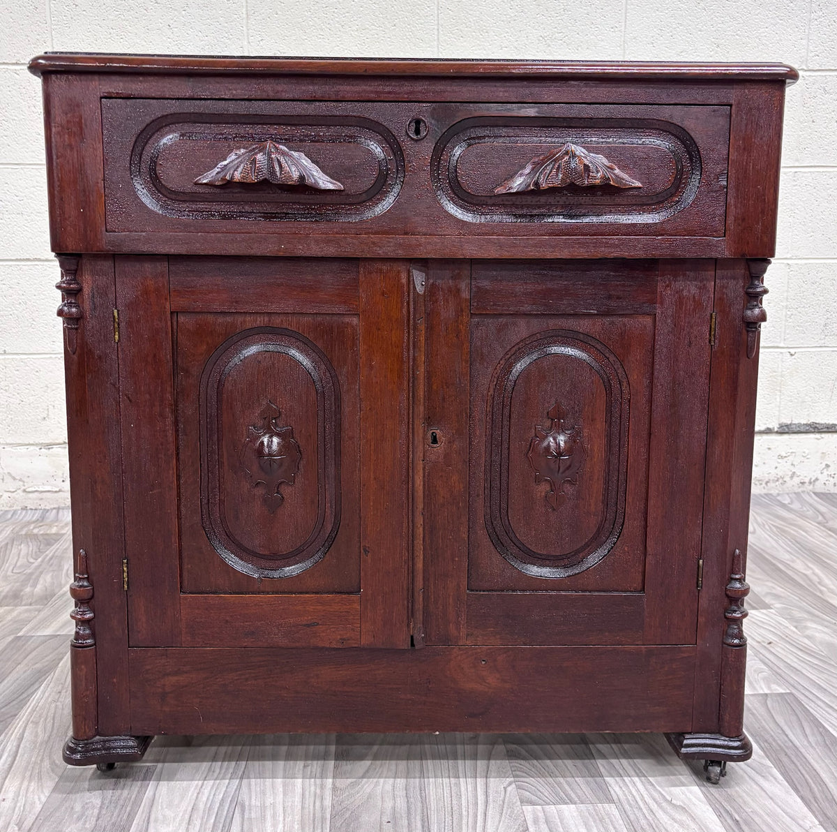 Antique Victorian Eastlake Style Walnut Cupboard Washstand Nightstand