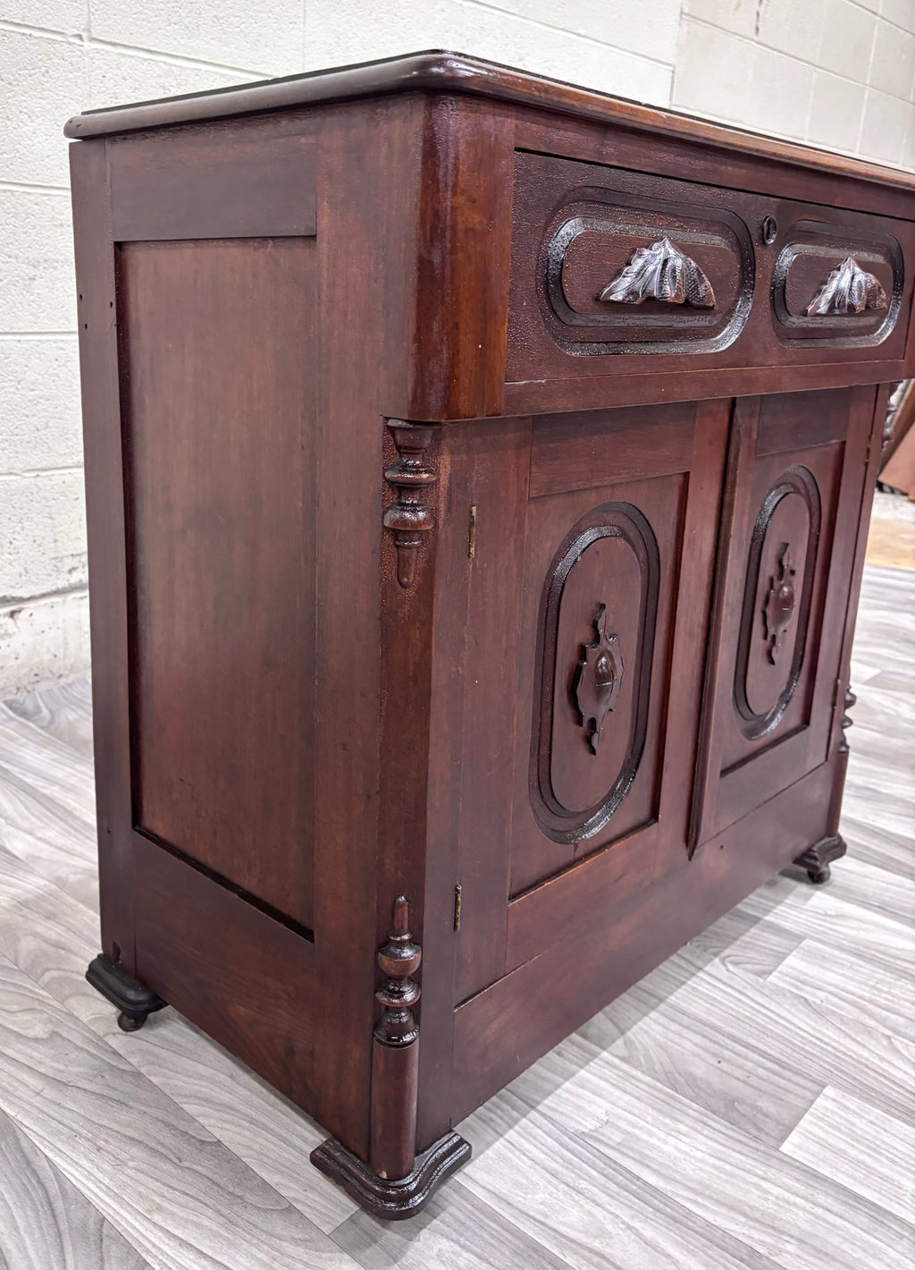 Antique Victorian Eastlake Style Walnut Cupboard Washstand Nightstand