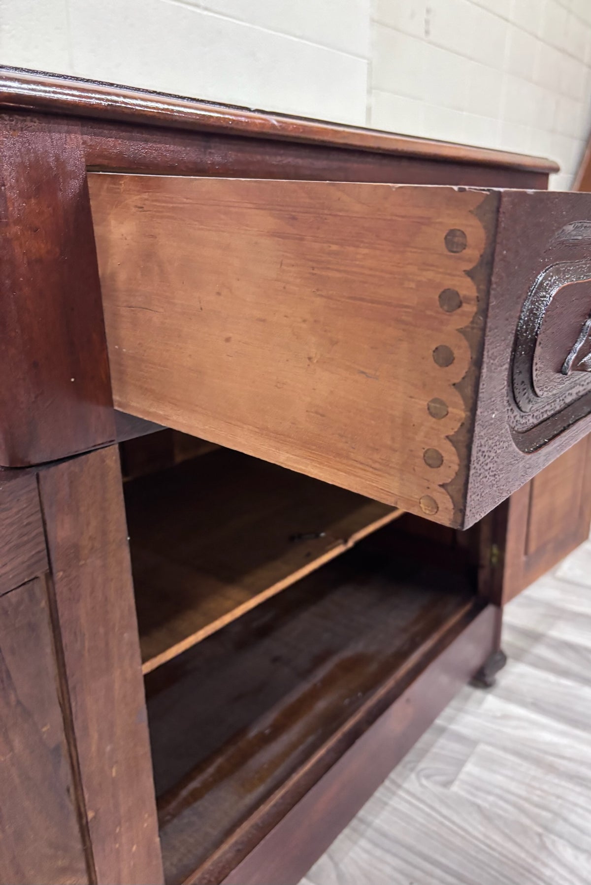 Antique Victorian Eastlake Style Walnut Cupboard Washstand Nightstand