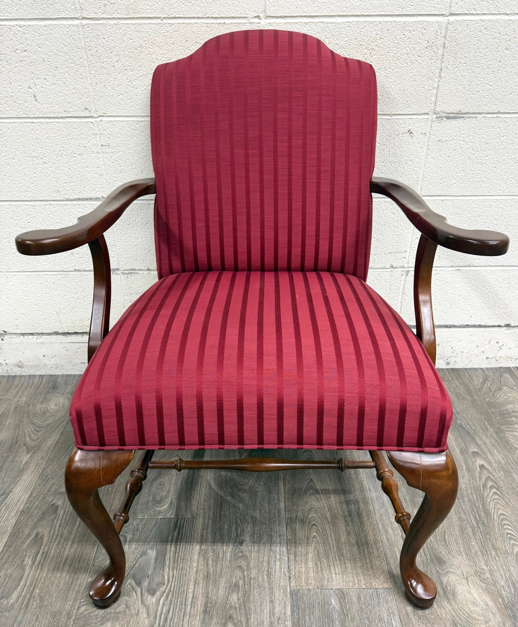 Vintage 1995 Ethan Allen Queen Anne Wingback Lounge Chair with Ottoman