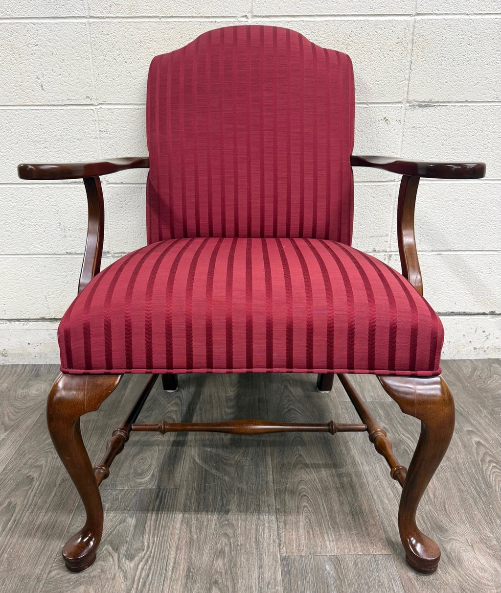 Vintage 1995 Ethan Allen Queen Anne Wingback Lounge Chair with Ottoman