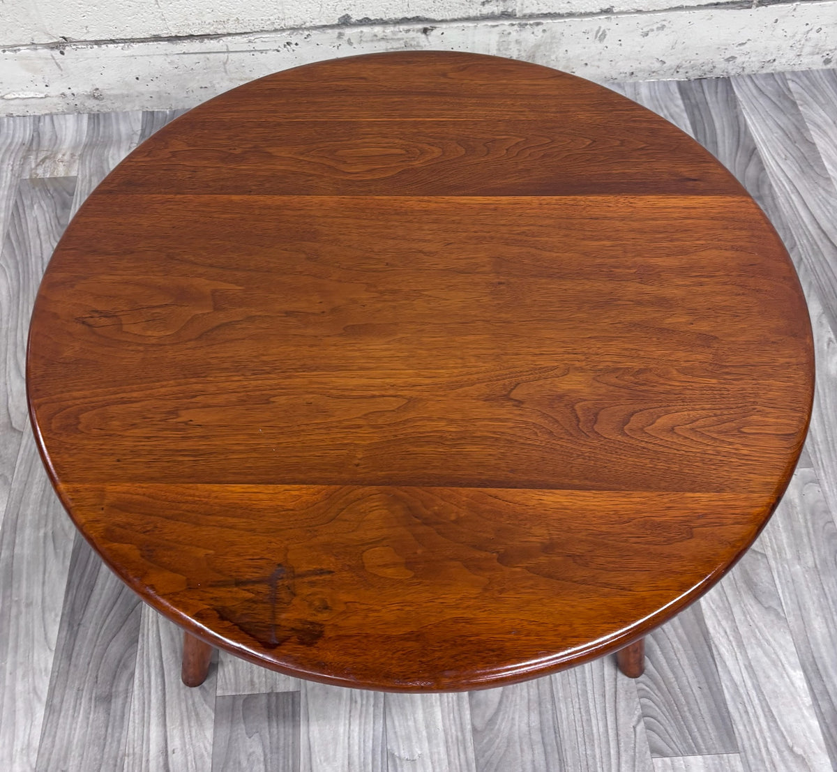 Vintage 1953 Mid Century Modern Round Walnut Coffee Table