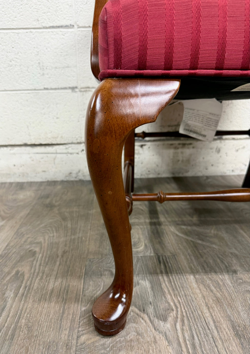 Vintage 1995 Ethan Allen Queen Anne Wingback Lounge Chair with Ottoman