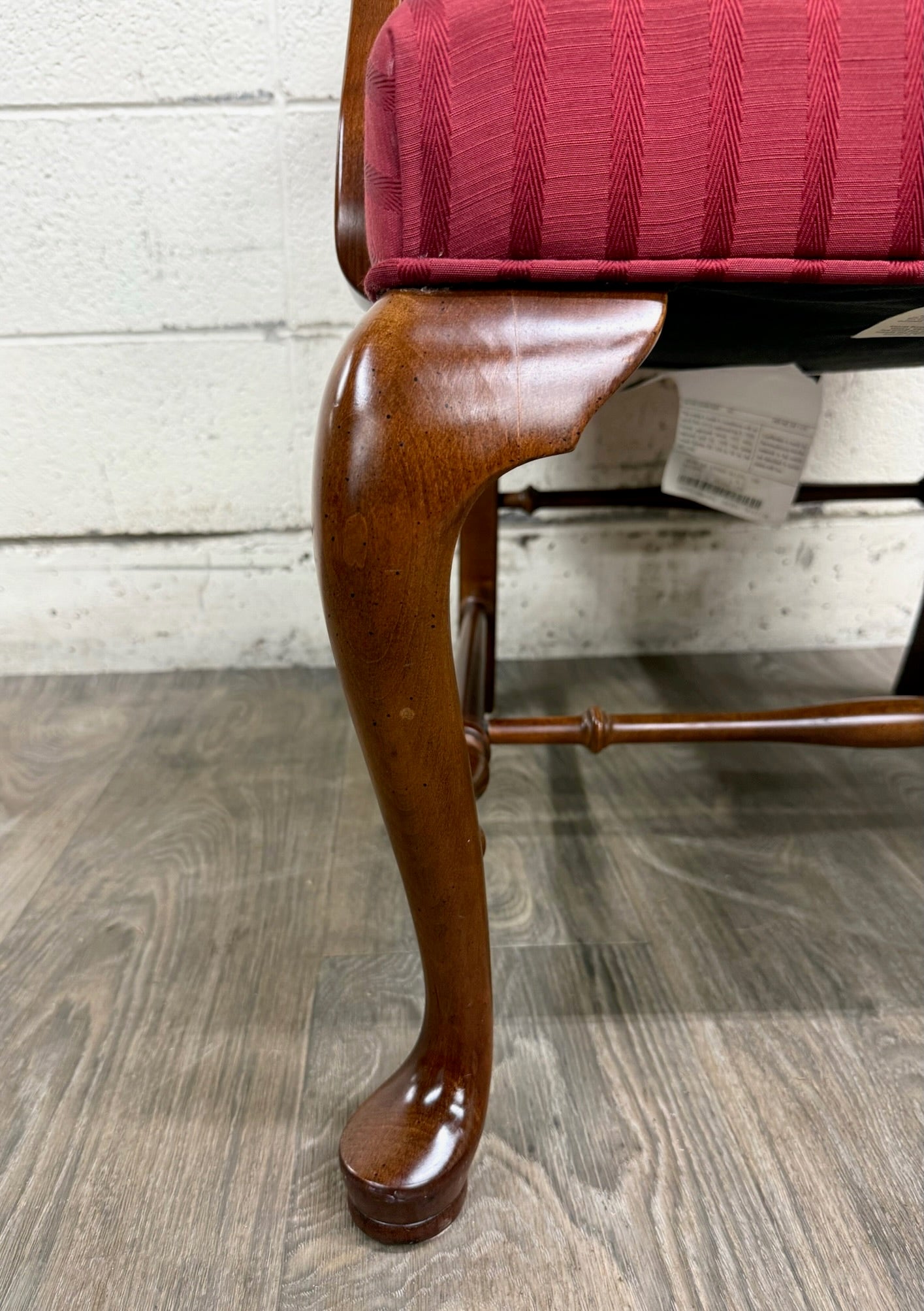 Vintage 1995 Ethan Allen Queen Anne Wingback Lounge Chair with Ottoman