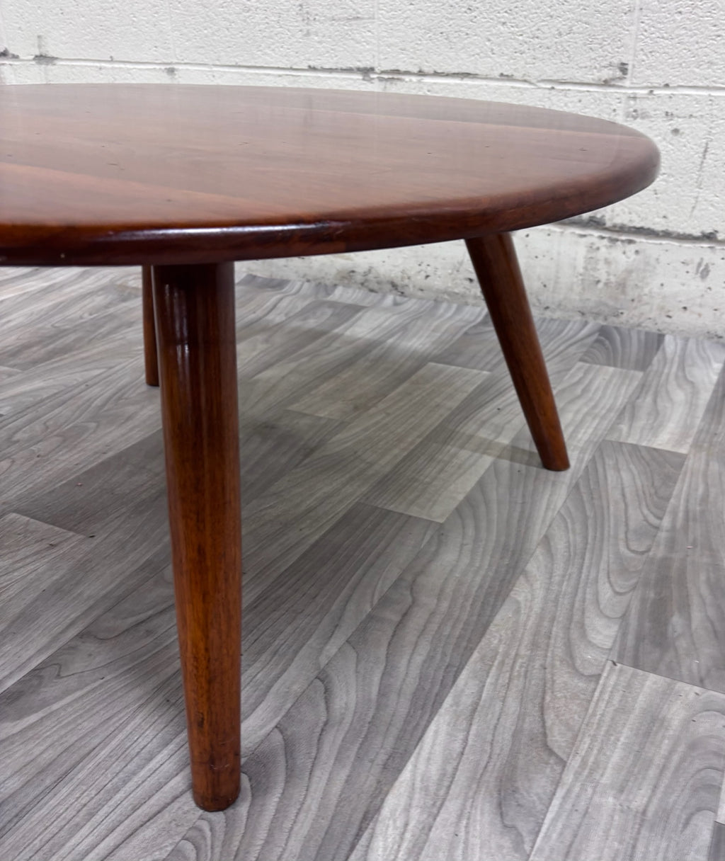 Vintage 1953 Mid Century Modern Round Walnut Coffee Table