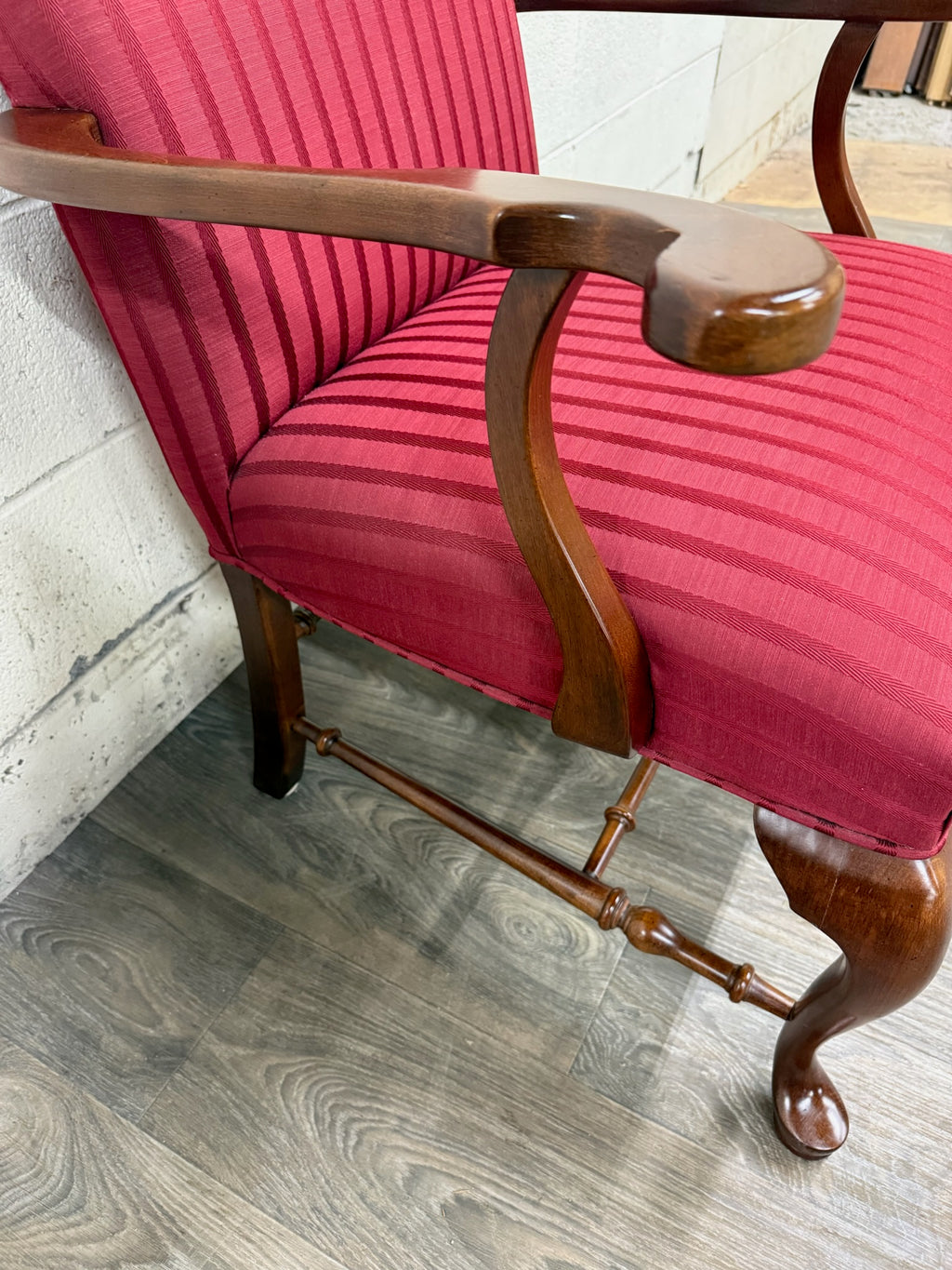 Vintage 1995 Ethan Allen Queen Anne Wingback Lounge Chair with Ottoman