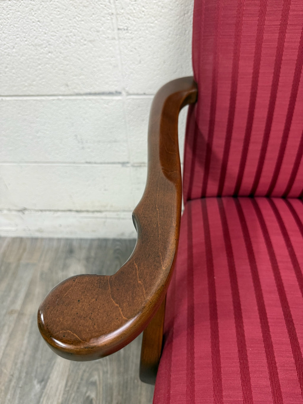 Vintage 1995 Ethan Allen Queen Anne Wingback Lounge Chair with Ottoman