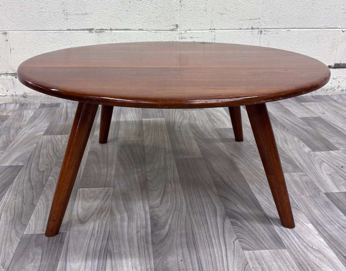 Vintage 1953 Mid Century Modern Round Walnut Coffee Table