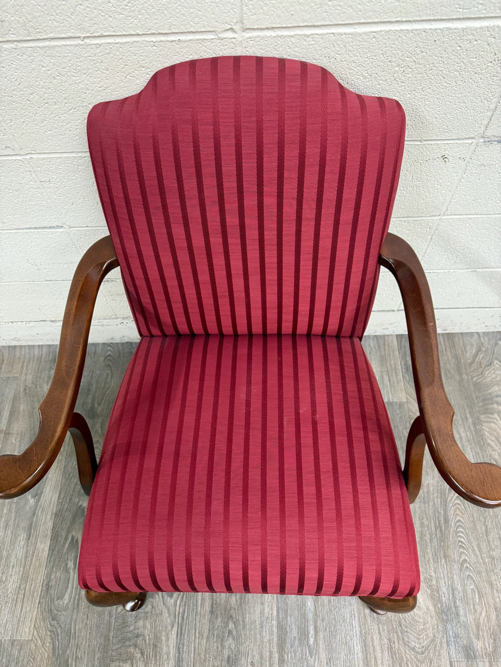 Vintage 1995 Ethan Allen Queen Anne Wingback Lounge Chair with Ottoman