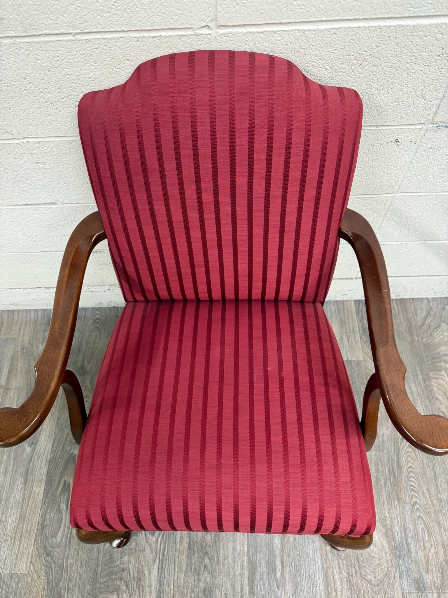 Vintage 1995 Ethan Allen Queen Anne Wingback Lounge Chair with Ottoman
