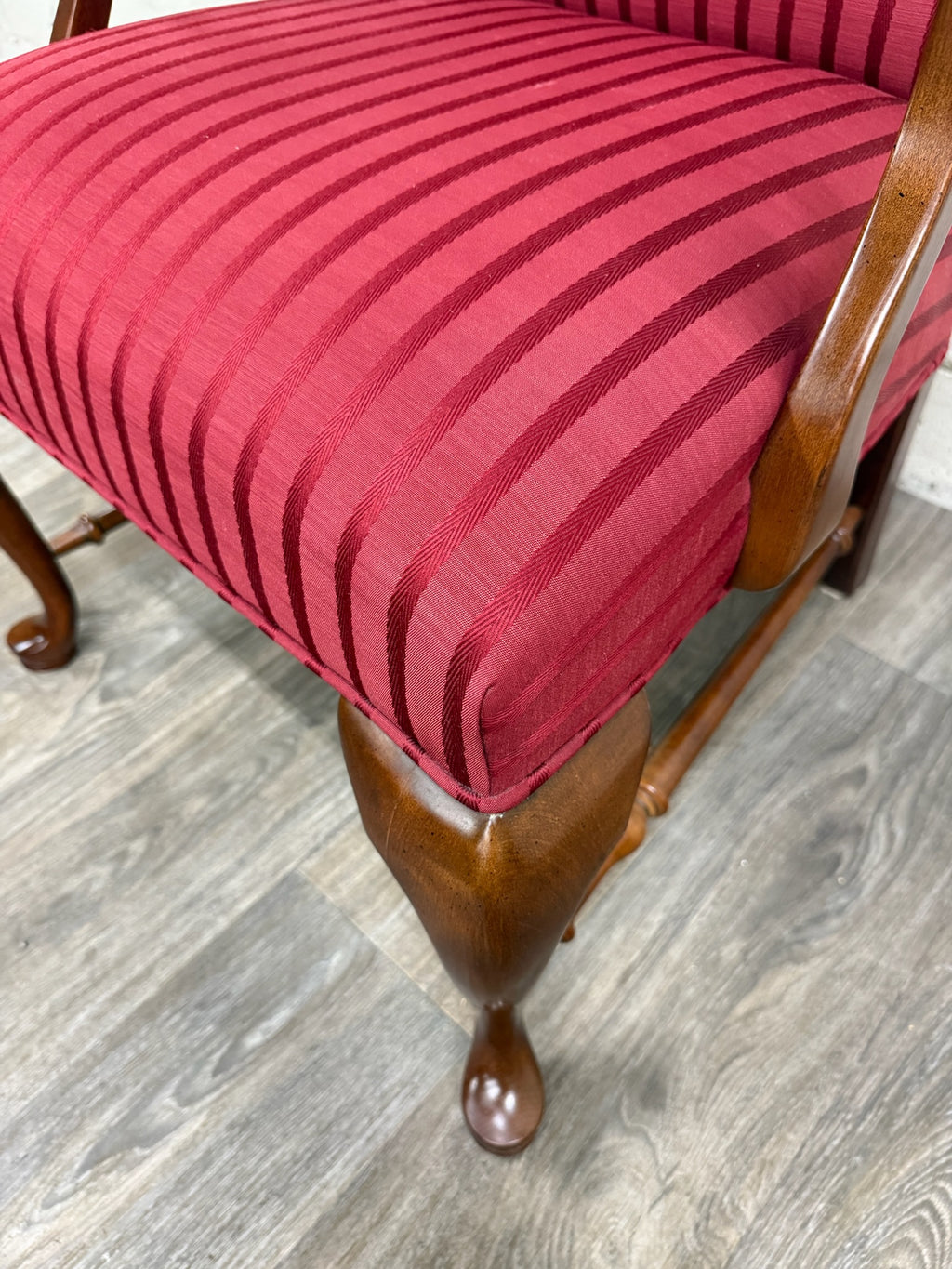Vintage 1995 Ethan Allen Queen Anne Wingback Lounge Chair with Ottoman