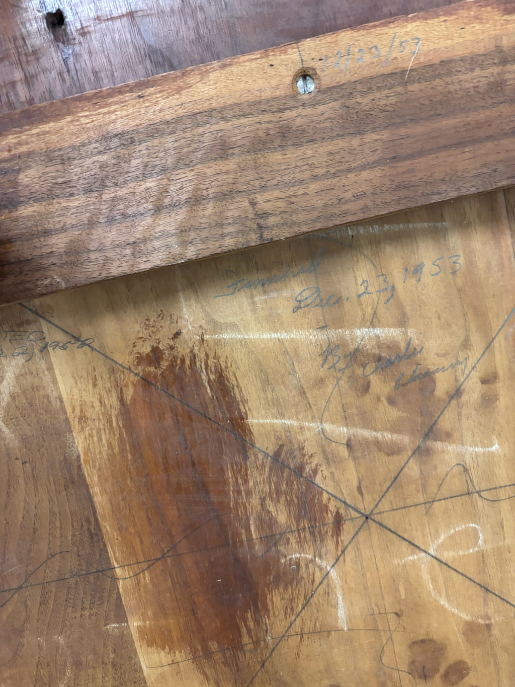 Vintage 1953 Mid Century Modern Round Walnut Coffee Table