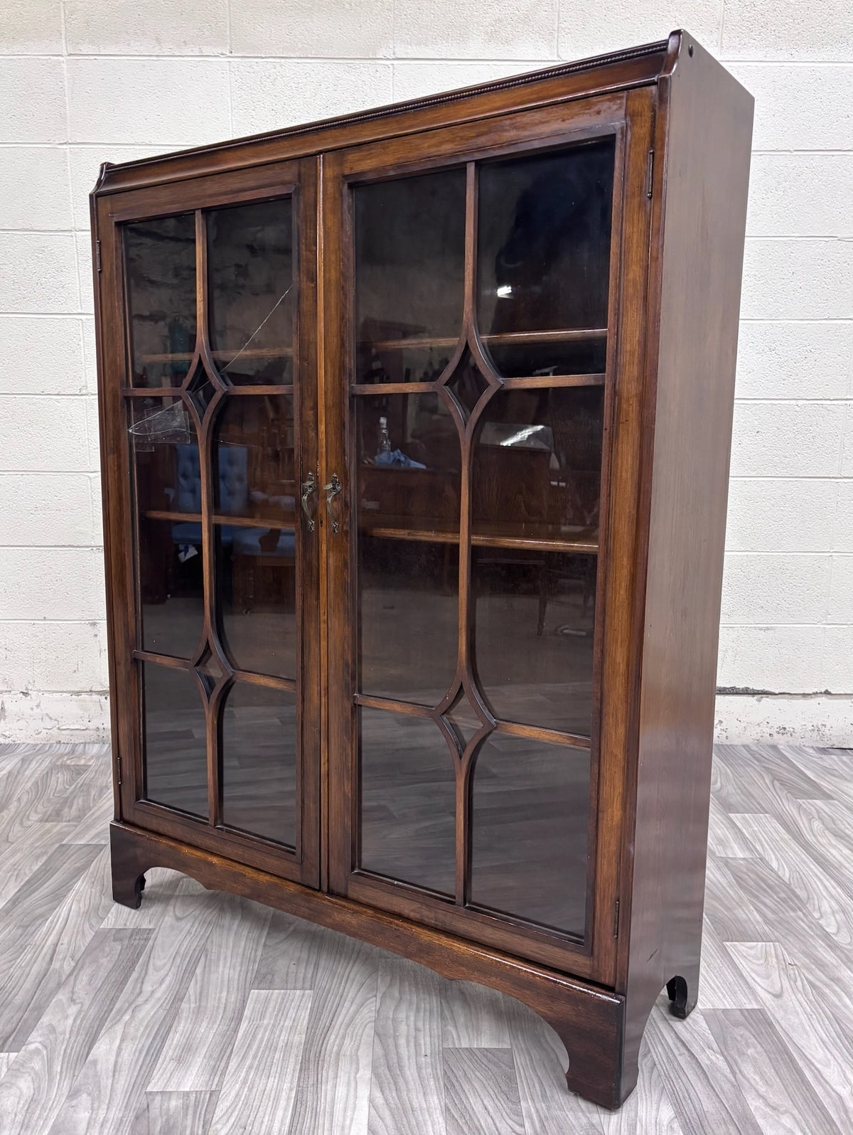 Vintage Georgian Revival Mahogany and Glass Bookcase Display Cabinet