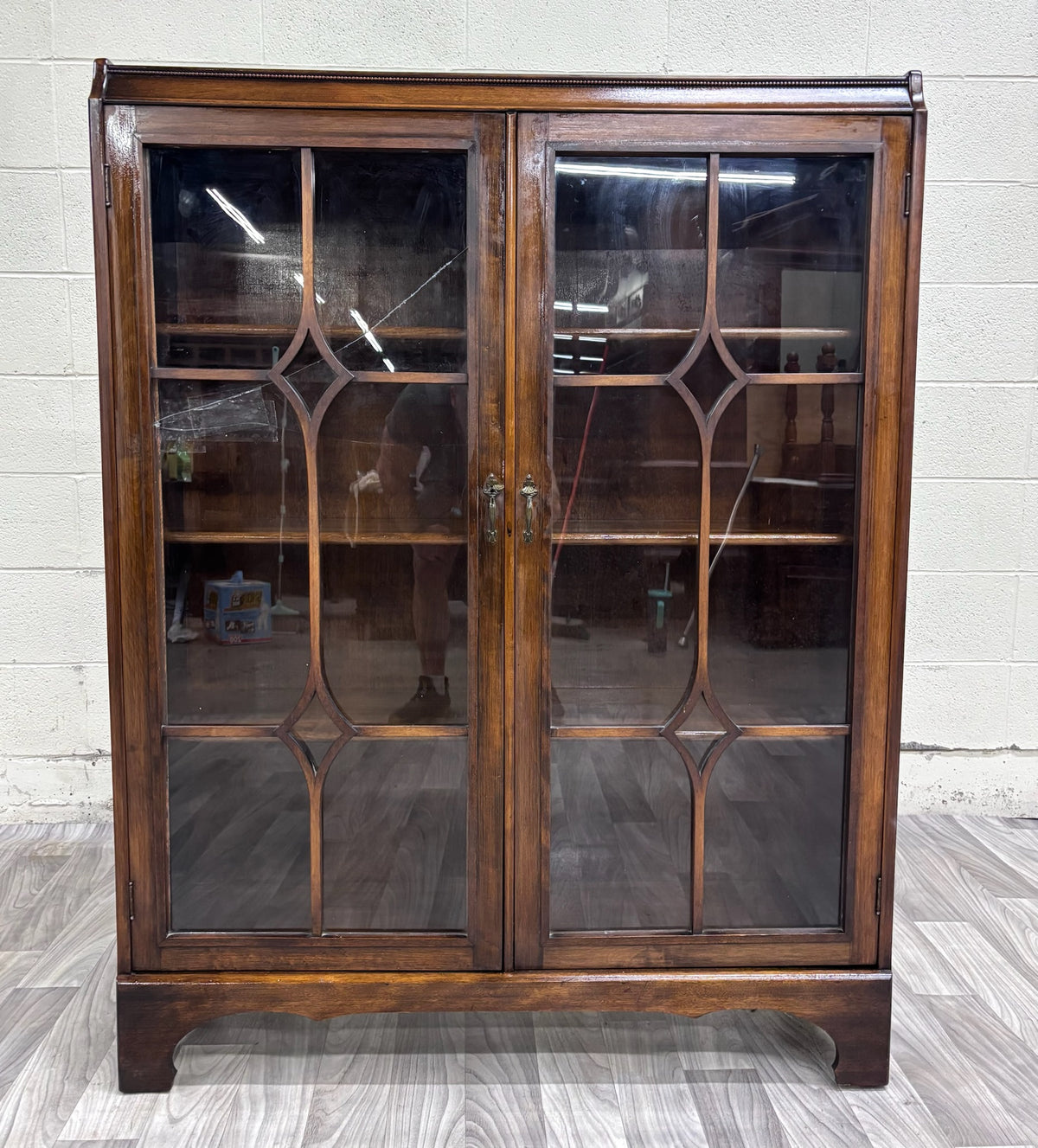 Vintage Georgian Revival Mahogany and Glass Bookcase Display Cabinet