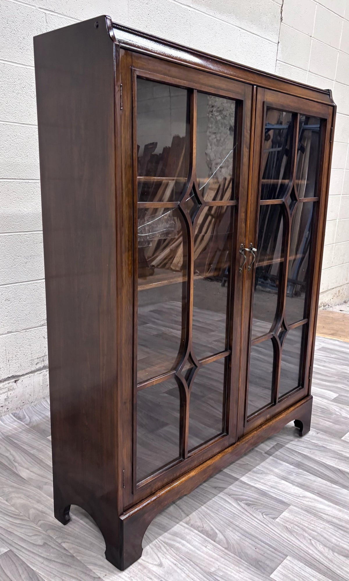 Vintage Georgian Revival Mahogany and Glass Bookcase Display Cabinet