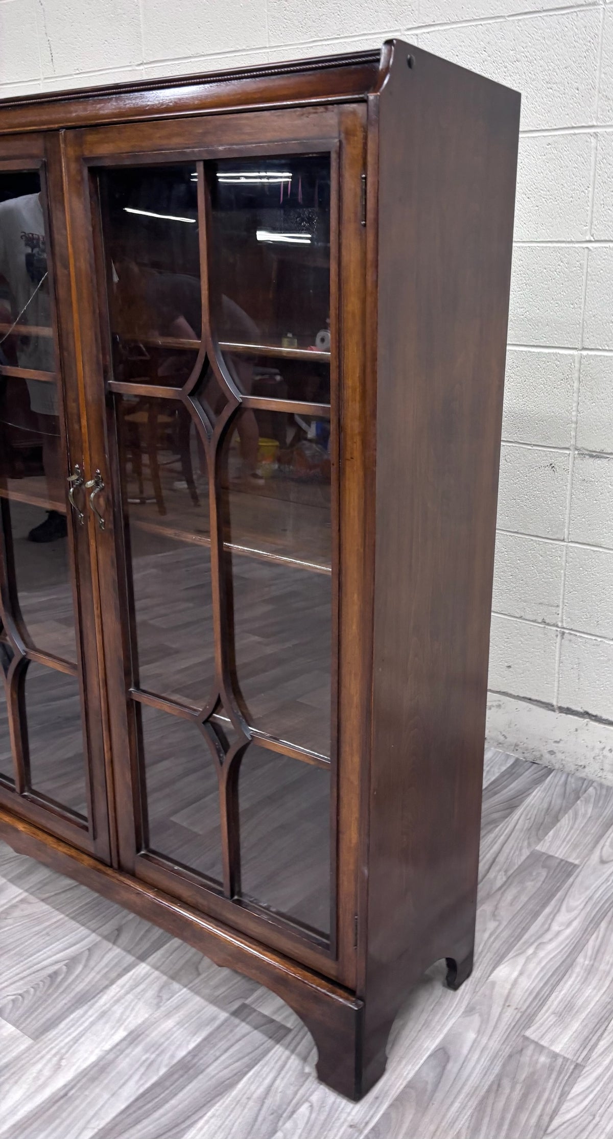 Vintage Georgian Revival Mahogany and Glass Bookcase Display Cabinet