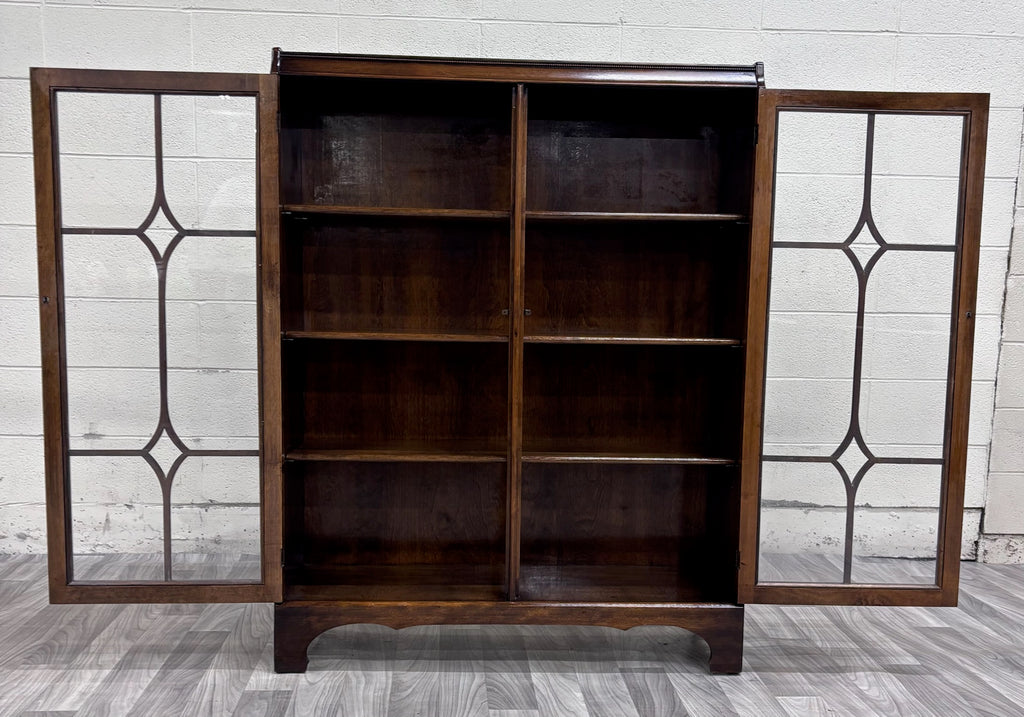 Vintage Georgian Revival Mahogany and Glass Bookcase Display Cabinet