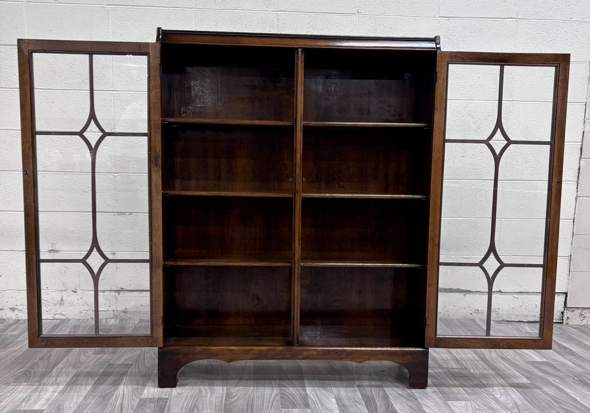 Vintage Georgian Revival Mahogany and Glass Bookcase Display Cabinet