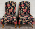 Vintage Queen Anne Style Wingback Lounge Chairs - Pair