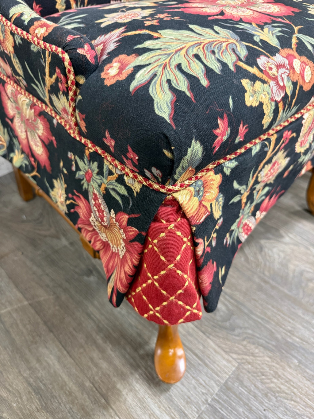Vintage Queen Anne Style Wingback Lounge Chairs - Pair