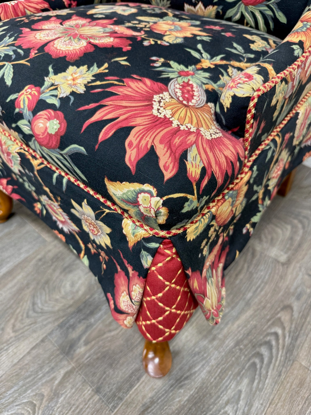 Vintage Queen Anne Style Wingback Lounge Chairs - Pair