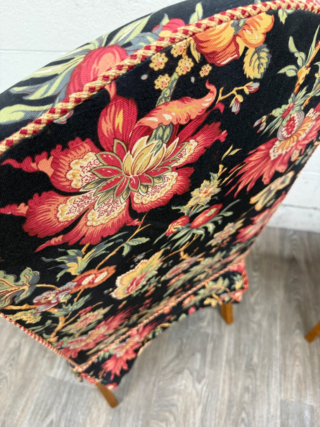 Vintage Queen Anne Style Wingback Lounge Chairs - Pair