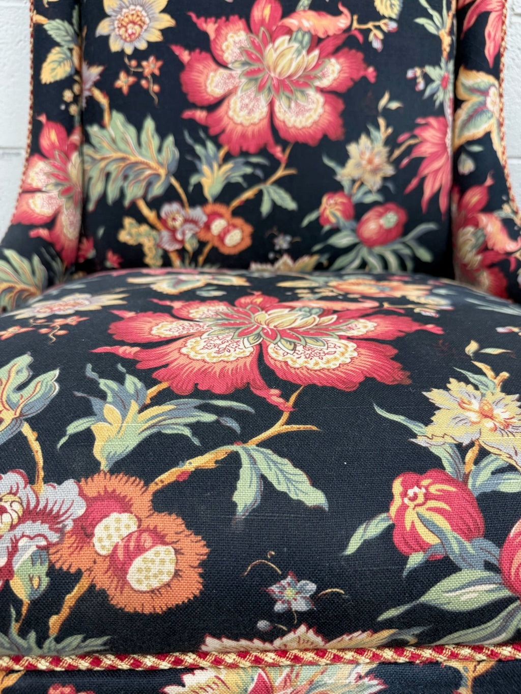 Vintage Queen Anne Style Wingback Lounge Chairs - Pair