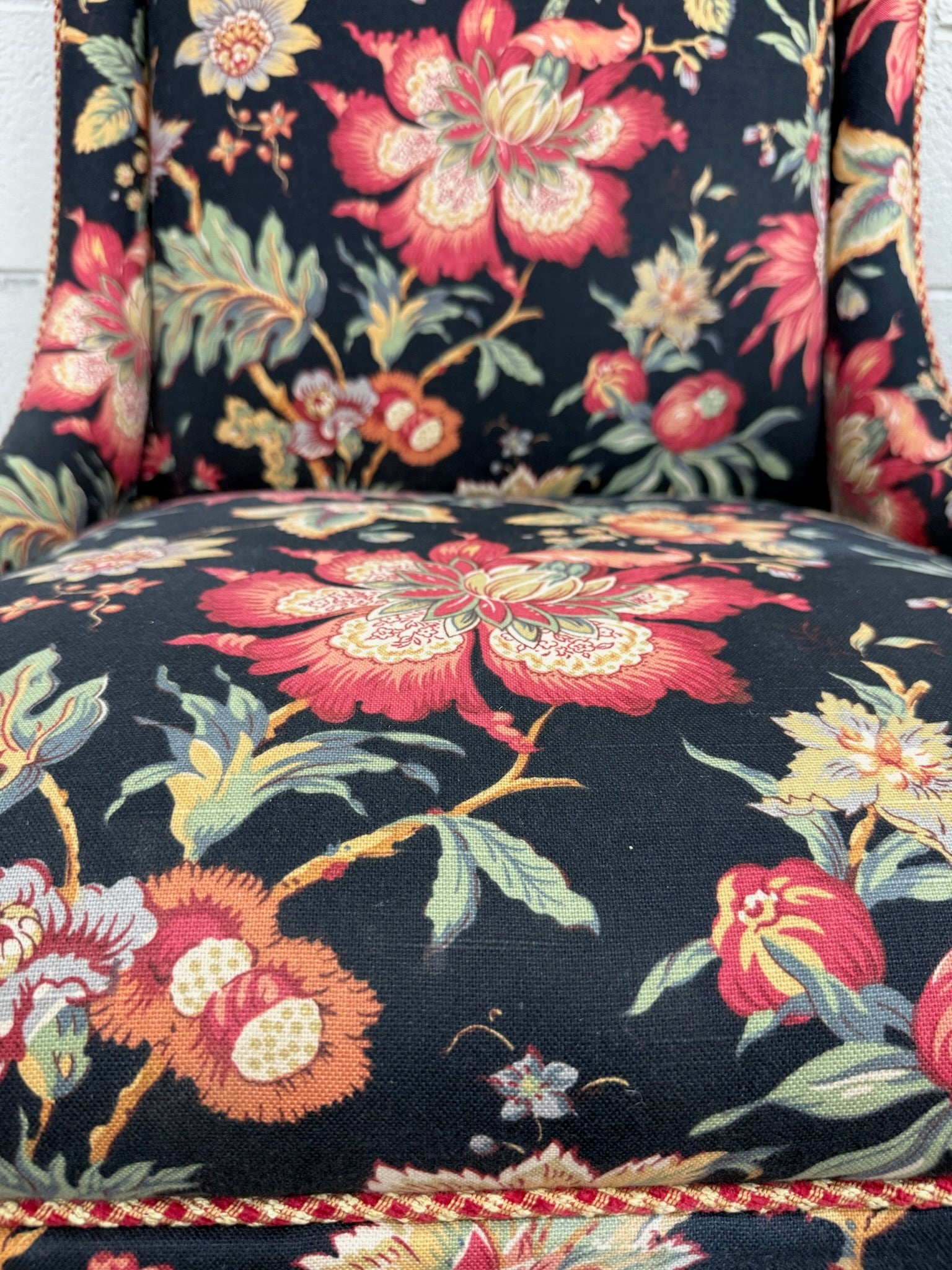 Vintage Queen Anne Style Wingback Lounge Chairs - Pair
