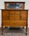 Antique Arts & Crafts Quarter Sawn White Oak Buffet with Beveled Mirror