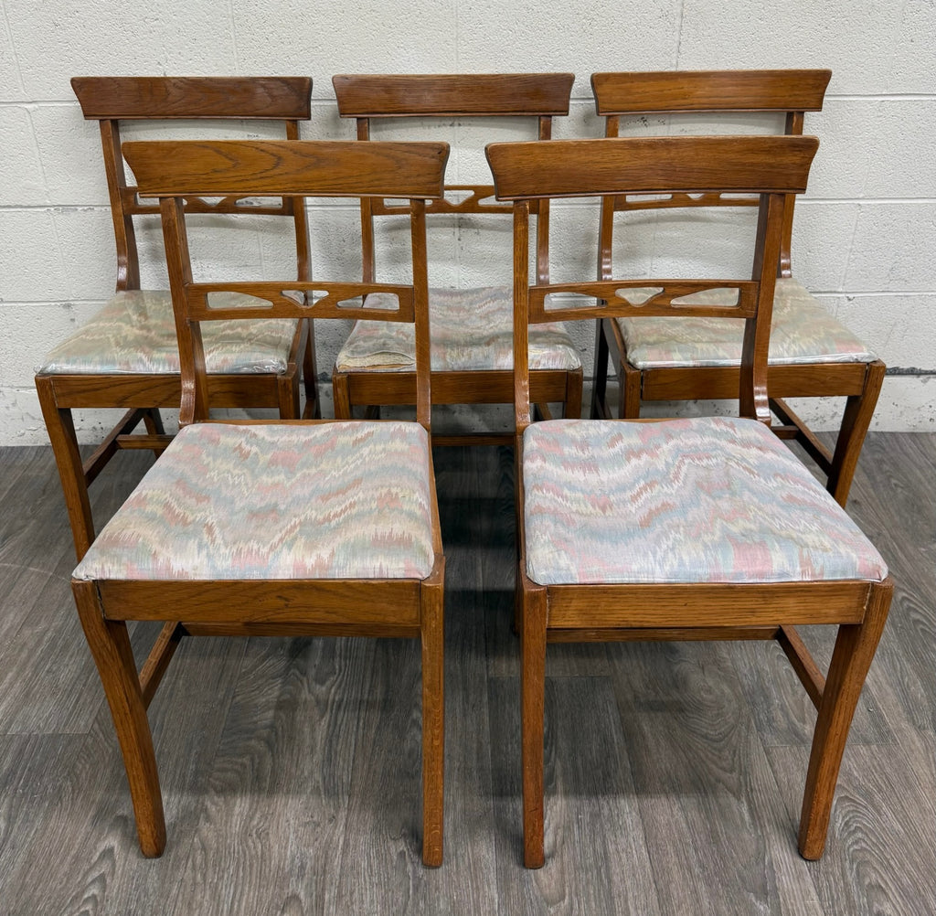 Antique American Quarter Sawn Oak Dining Chairs - Set of 5