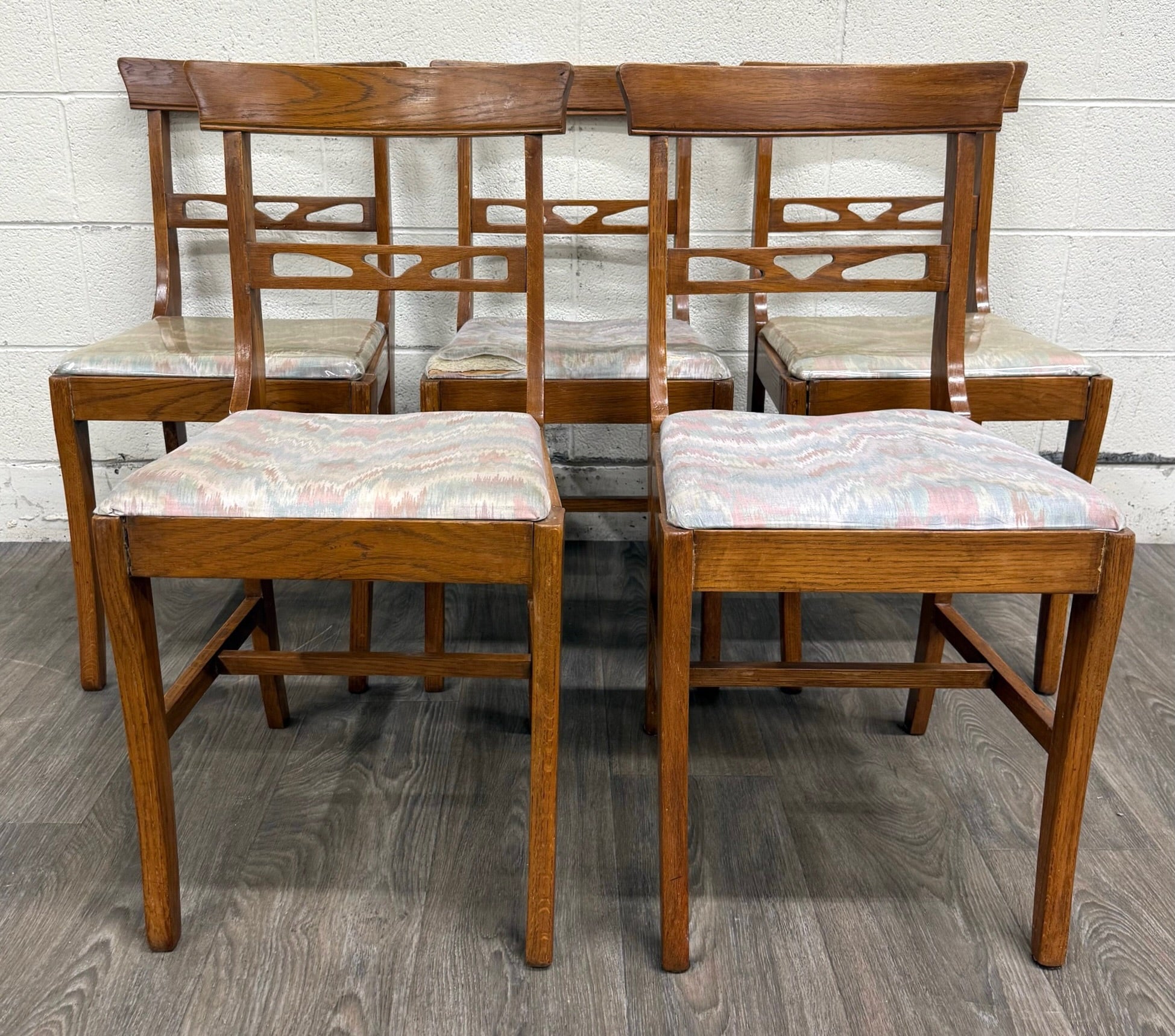 Antique American Quarter Sawn Oak Dining Chairs - Set of 5