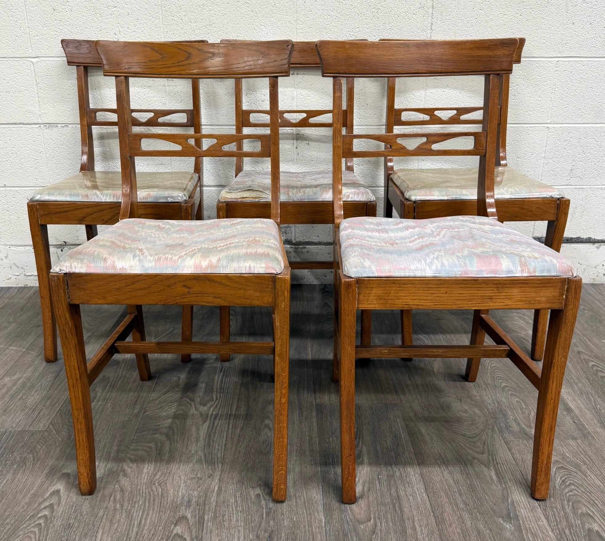 Antique American Quarter Sawn Oak Dining Chairs - Set of 5