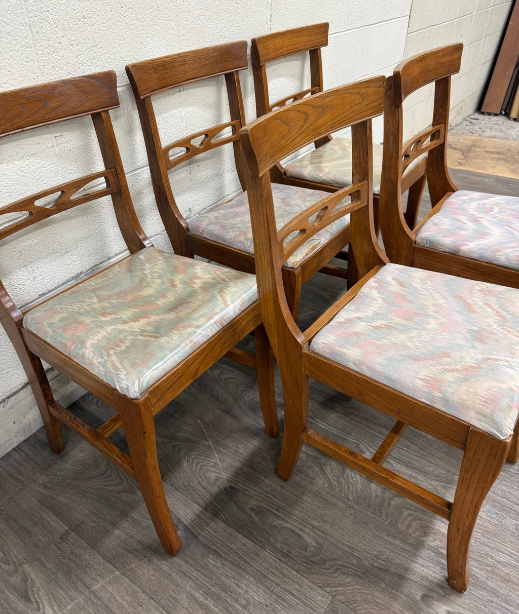 Antique American Quarter Sawn Oak Dining Chairs - Set of 5
