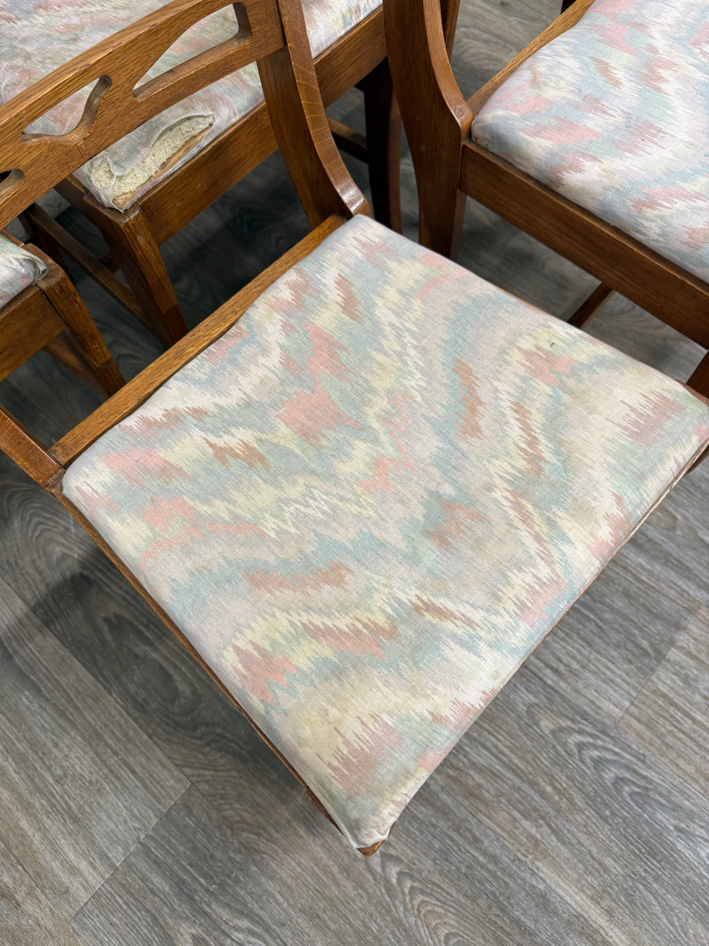 Antique American Quarter Sawn Oak Dining Chairs - Set of 5