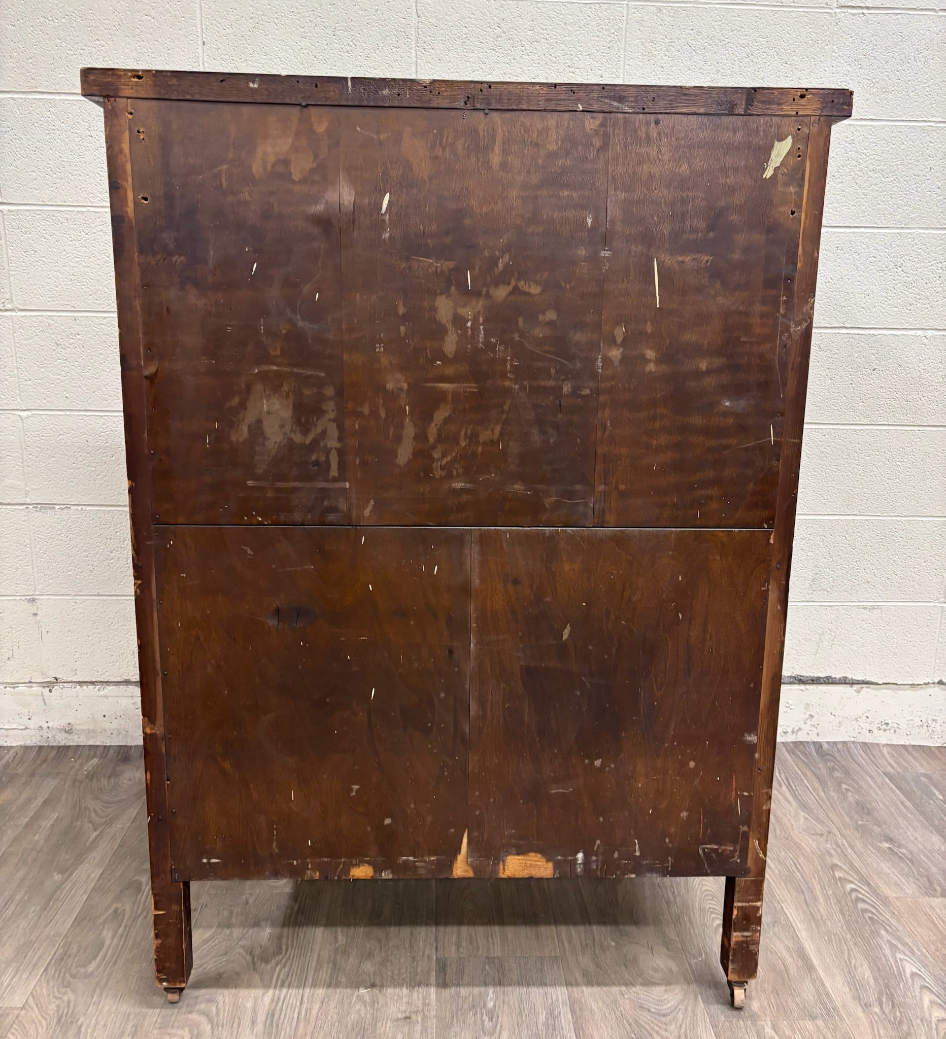 Antique American Empire Walnut Veneer Chest Bureau Dresser with Mirror