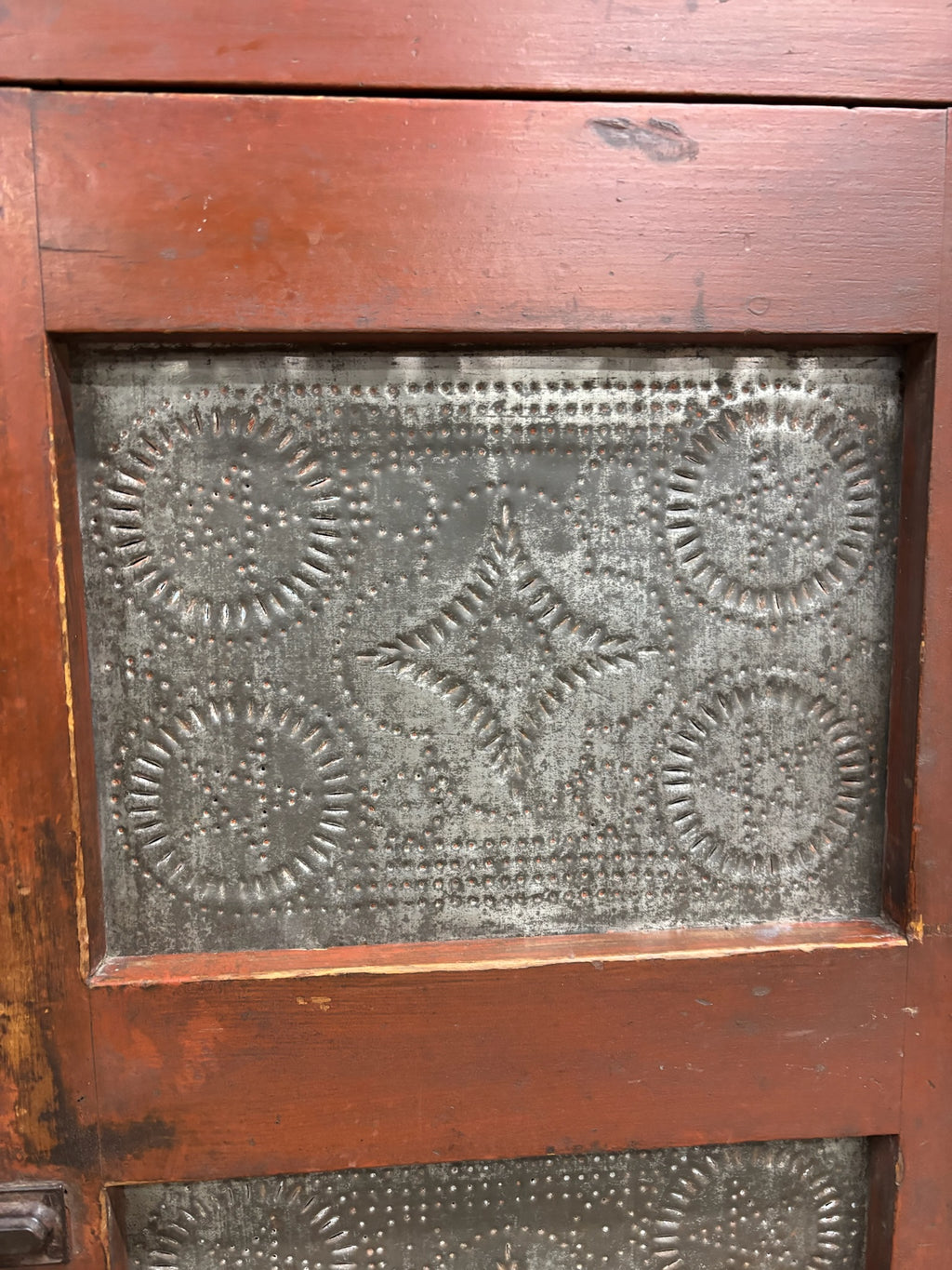 Antique Rustic Early American Punched Tin Pie Safe Jelly Cupboard Pantry