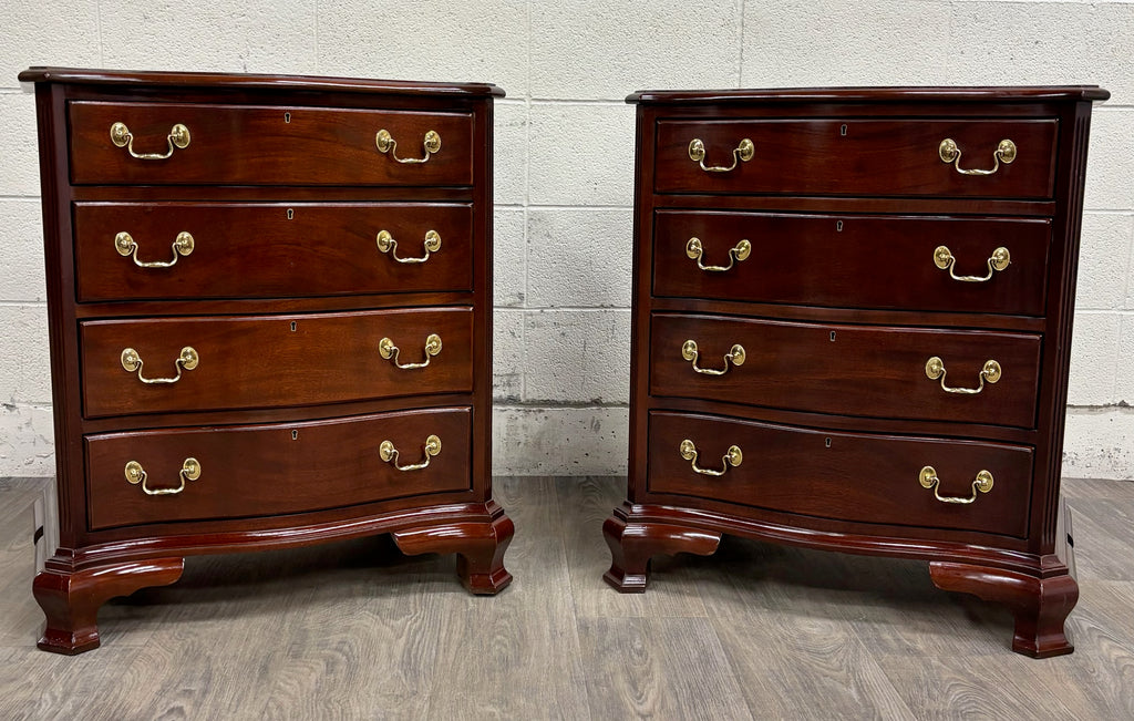 Vintage Councill Furniture Chippendale Solid Mahogany Nightstands Bedside Tables