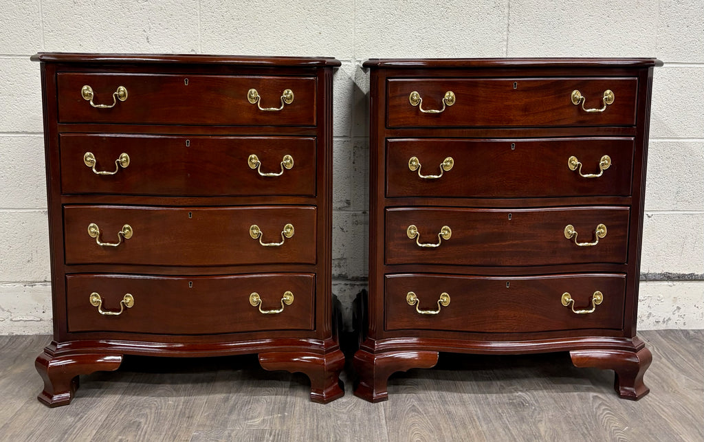 Vintage Councill Furniture Chippendale Solid Mahogany Nightstands Bedside Tables