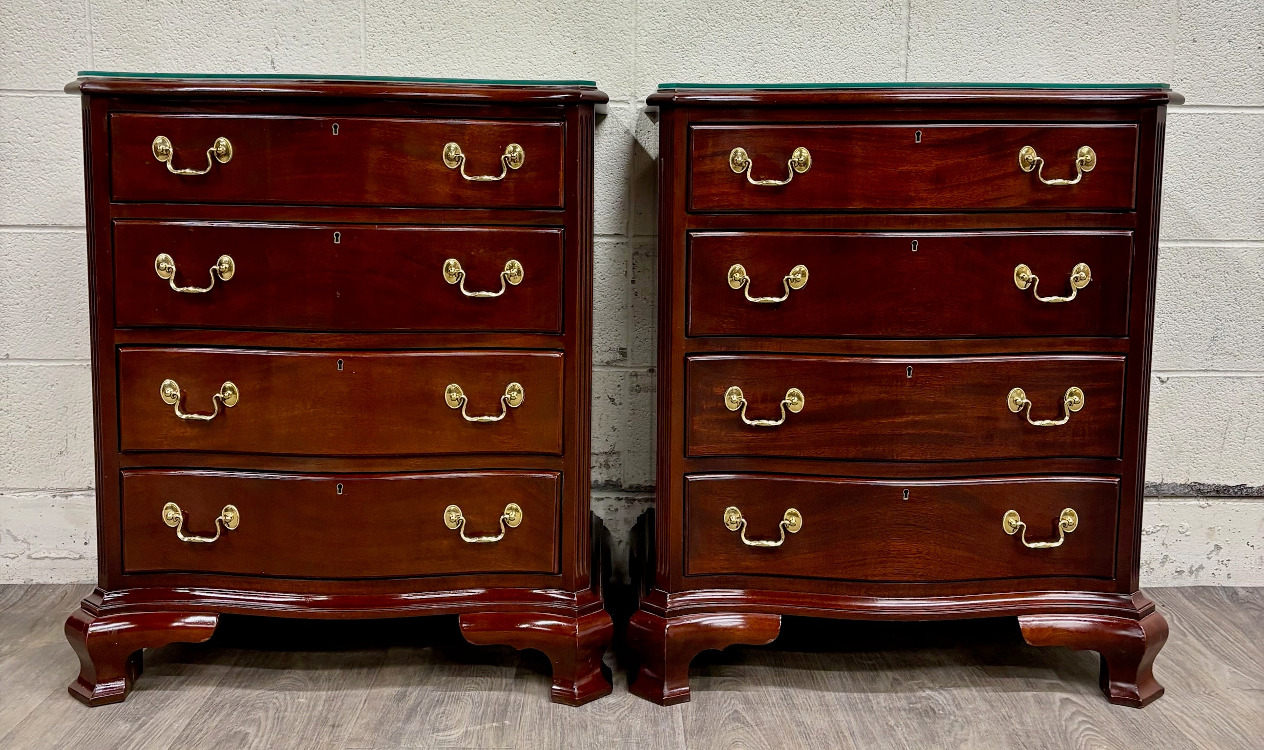 Vintage Councill Furniture Chippendale Solid Mahogany Nightstands Bedside Tables