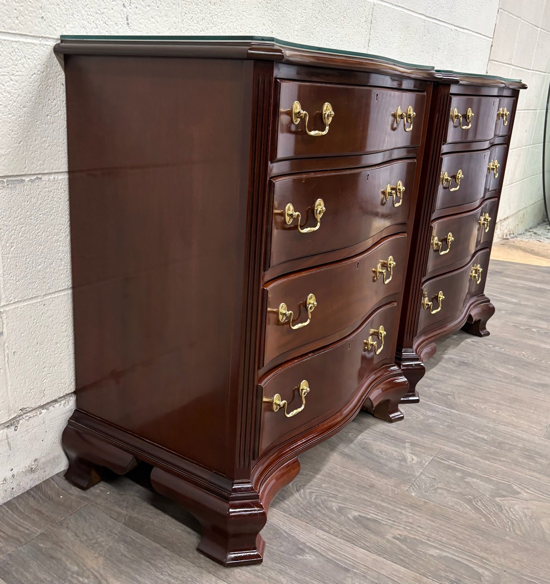 Vintage Councill Furniture Chippendale Solid Mahogany Nightstands Bedside Tables