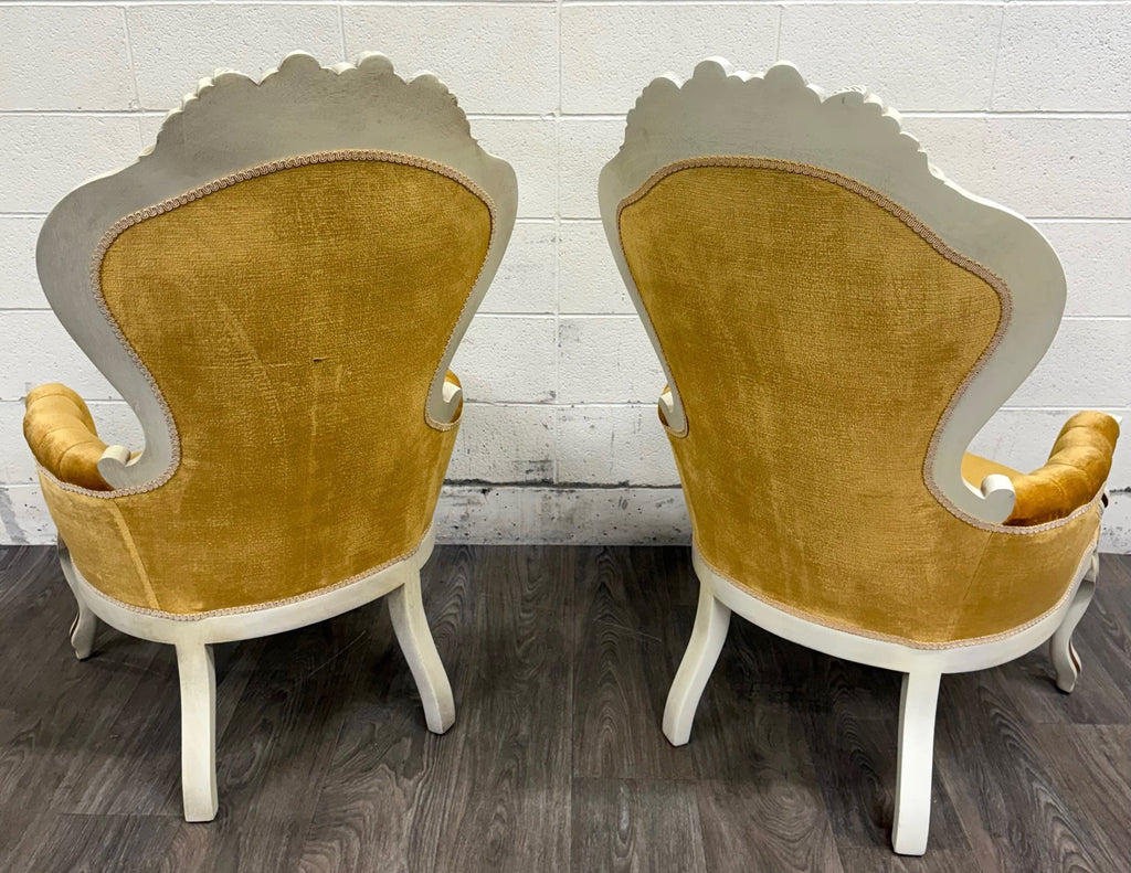 Vintage Pelham Shell & Leckie Hollywood Regency Bergere Lounge Chairs - Pair