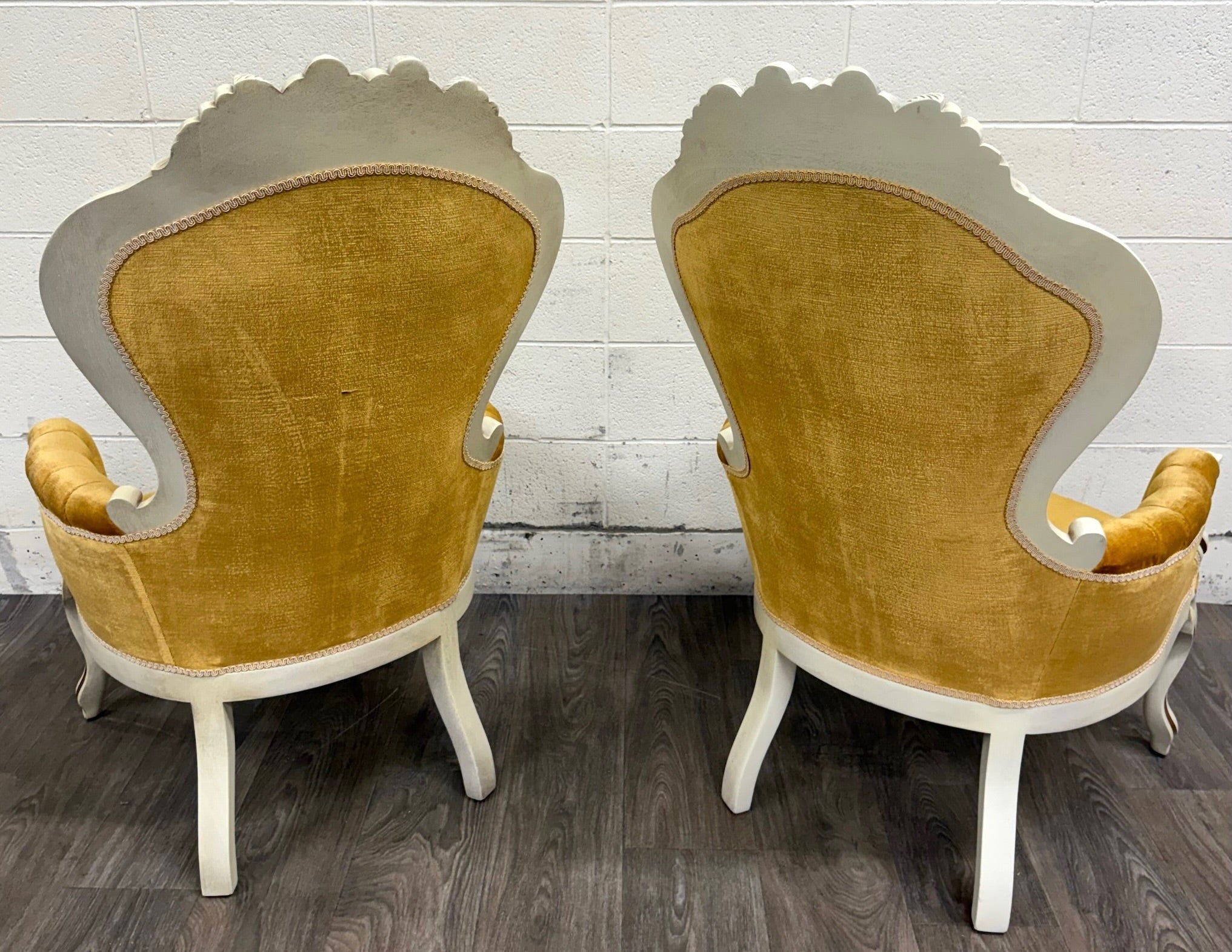 Vintage Pelham Shell & Leckie Hollywood Regency Bergere Lounge Chairs - Pair