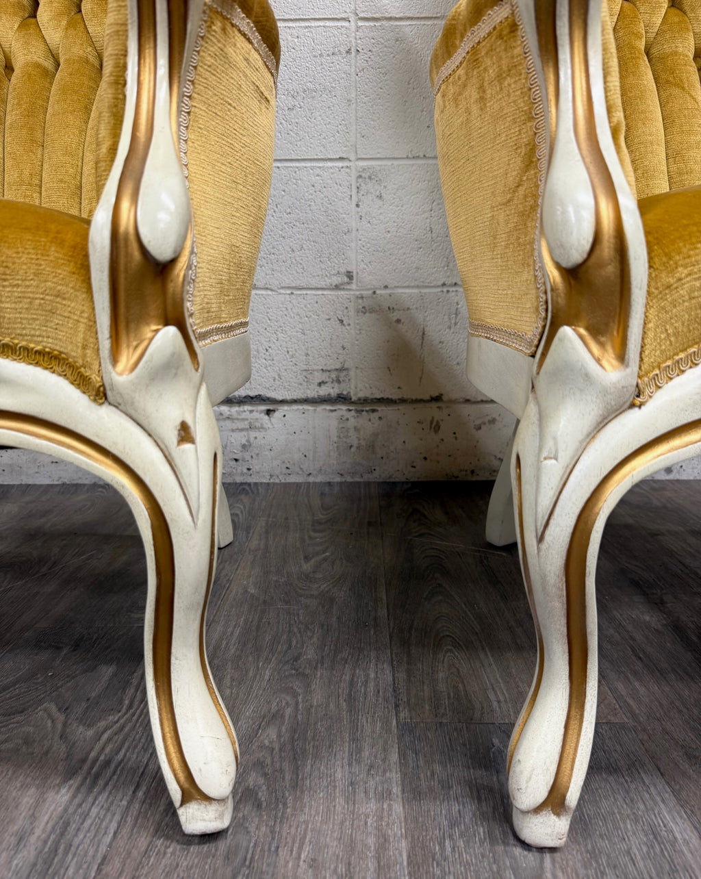 Vintage Pelham Shell & Leckie Hollywood Regency Bergere Lounge Chairs - Pair