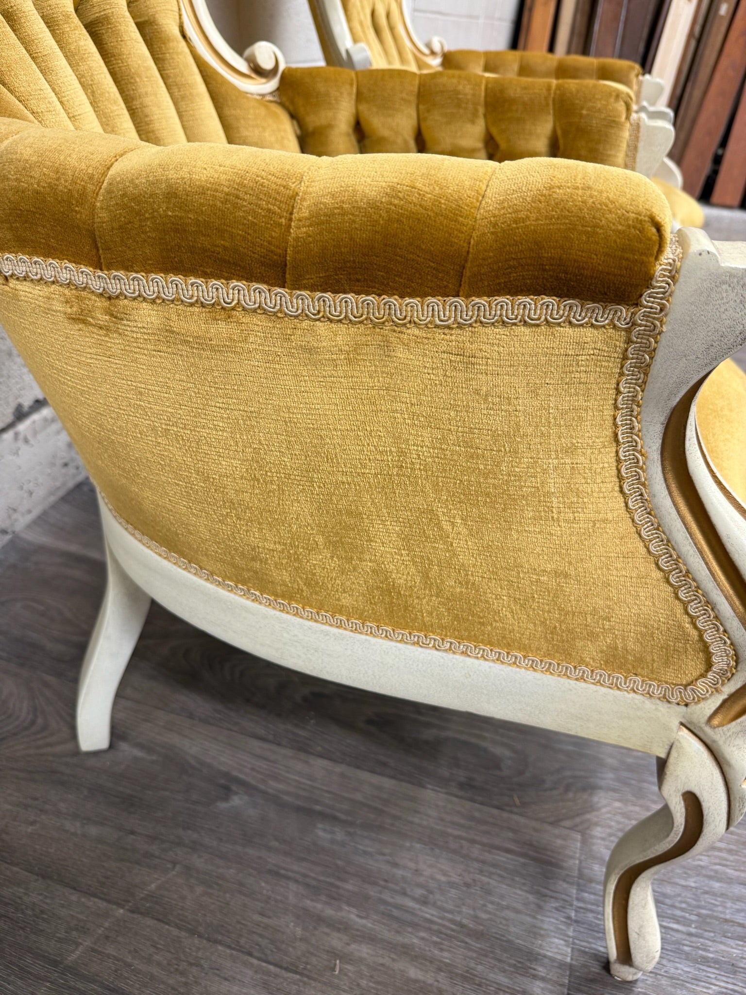 Vintage Pelham Shell & Leckie Hollywood Regency Bergere Lounge Chairs - Pair