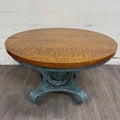 Antique 48 Inch Tiger Oak Round Pedestal Dining Table
