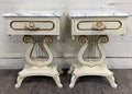 Vintage Hollywood Regency Marble Top Nightstands - Pair